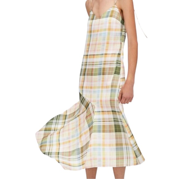 Zara Dresses & Skirts - Zara TRF Pink, Green, Cream Plaid Check Satin Midi Maxi sun dress